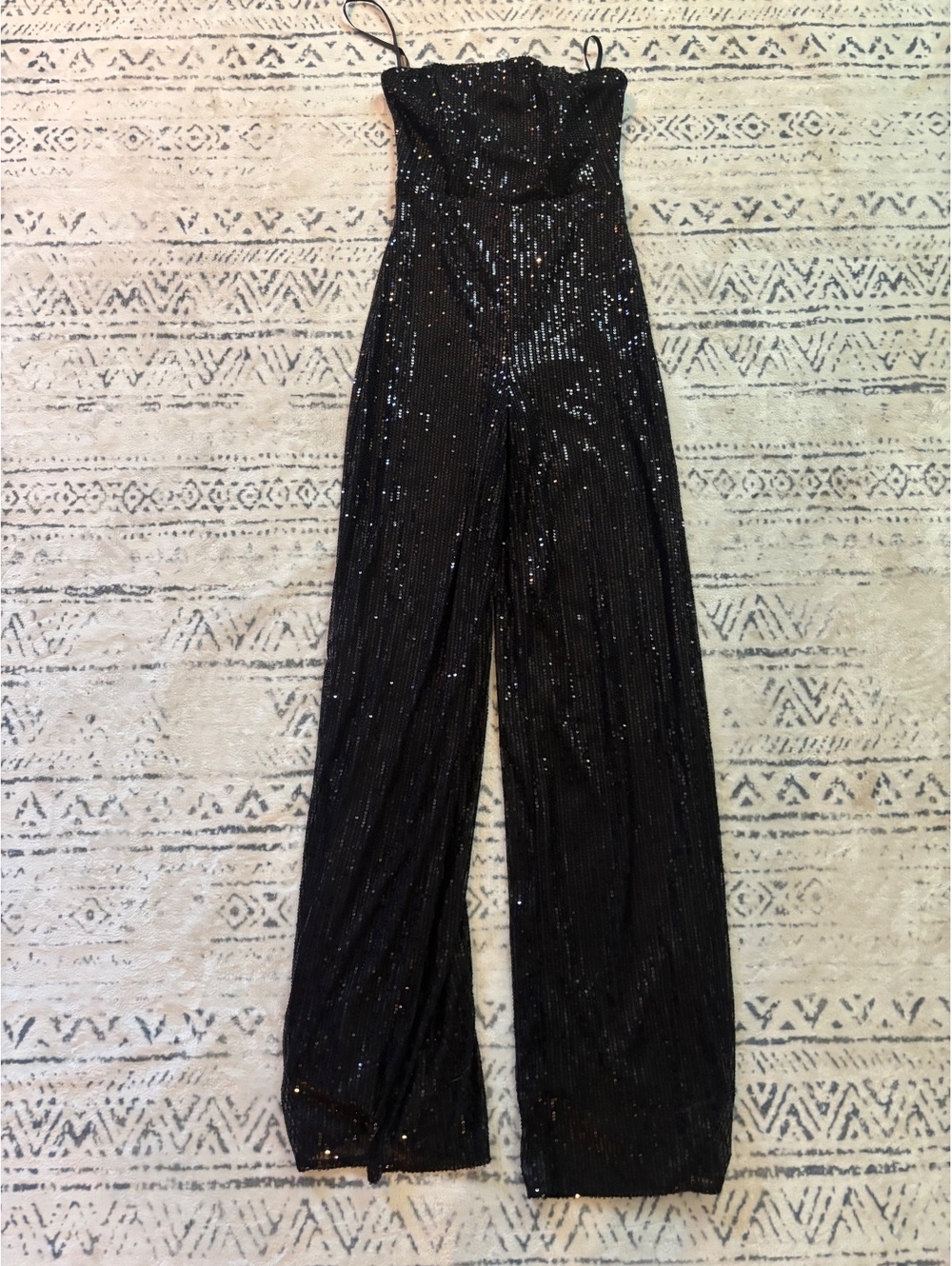 Love & Lemonade Black Sequin Strapless Jumpsuit